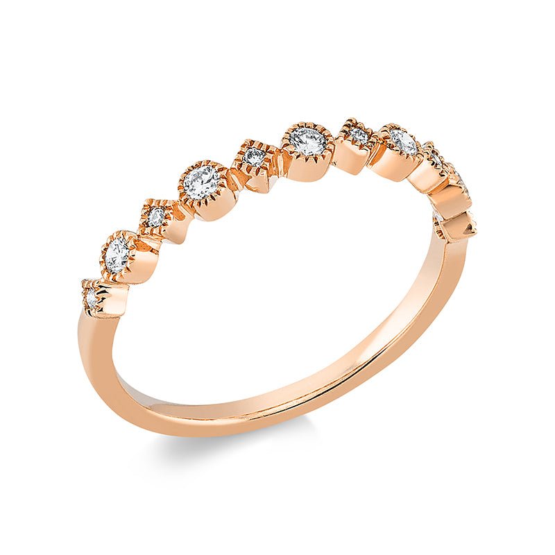 Ring 18 kt RG, 5 Brill. 0,14 ct, TW-si, 6 Brill. 0,04 ct, TW-si