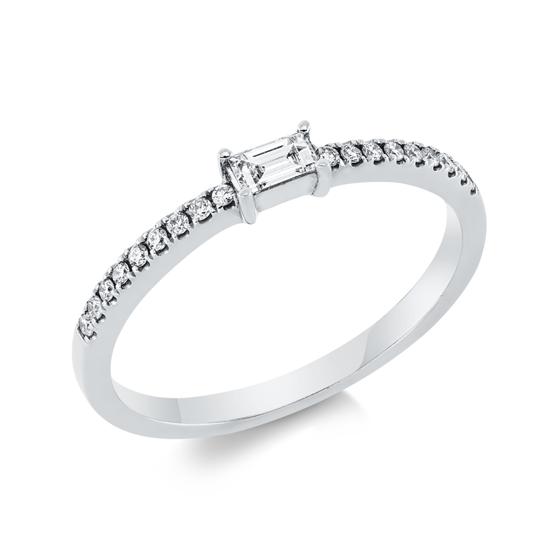Ring 18 kt WG, 18 Brill. 0,09 ct, TW-si, 1 Bag. 0,12 ct, TW-si