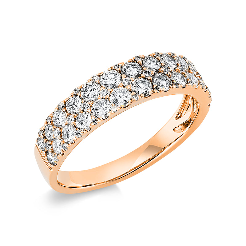 Ring 18 kt RG, 16 Brill. 0,57 ct, TW-si, 10 Brill. 0,55 ct, TW-si, 36 Brill. 0,12 ct, TW-si