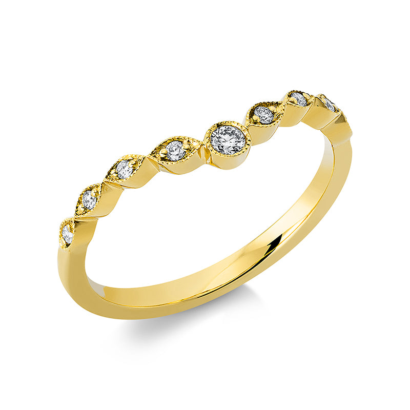 Ring 18 kt GG, 9 Brill. 0,09 ct, TW-si