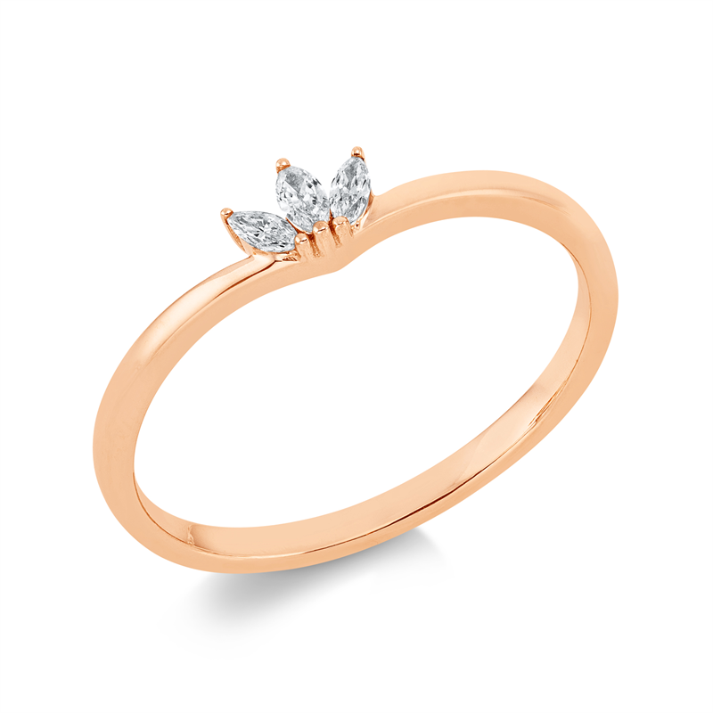 Ring 18 kt RG, 3 Nav. 0,10 ct, TW-si