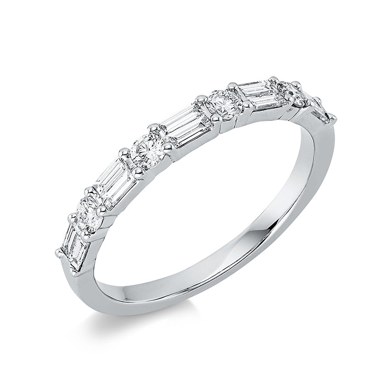 Ring 18 kt WG, 10 Bag. 0,29 ct, E-vsi, 4 Brill. 0,22 ct, TW-si