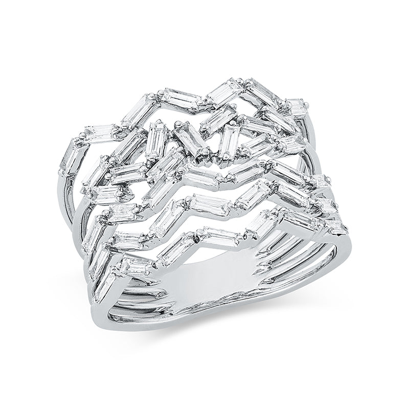 Ring 18 kt WG, 25 Bag. 0,57 ct, TW-si, 16 Bag. 0,38 ct, TW-si