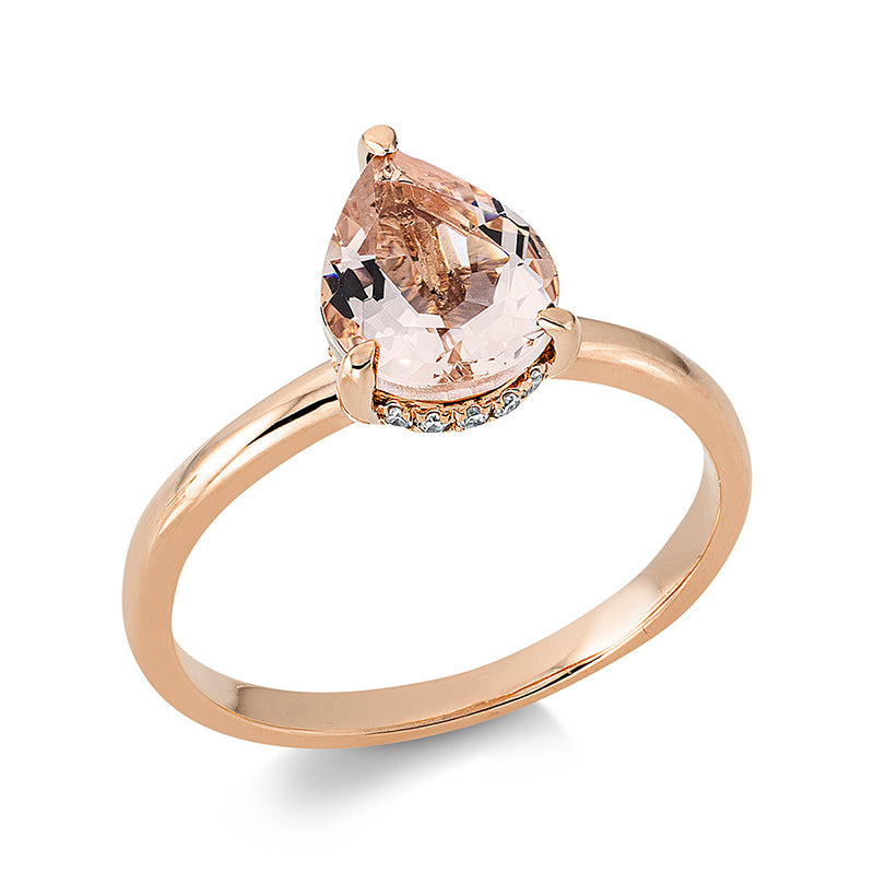 Ring 18 kt RG, 17 Dia. 0,06 ct, TW-si, 1 Morganit 1,27 ct rosa