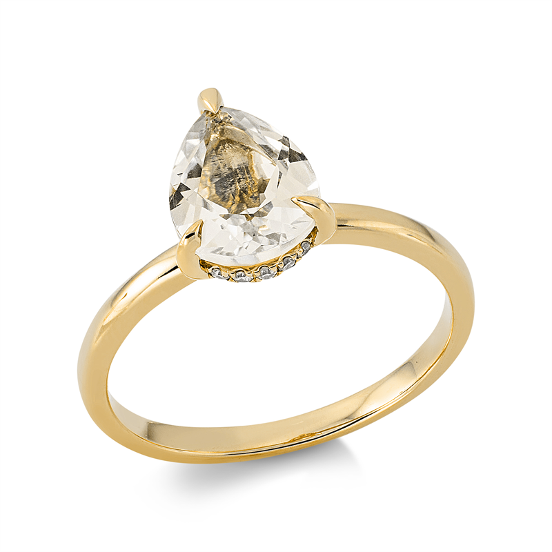 Ring 18 kt GG, 17 Dia. 0,06 ct, TW-si, 1 Amethyst 1,50 ct grün
