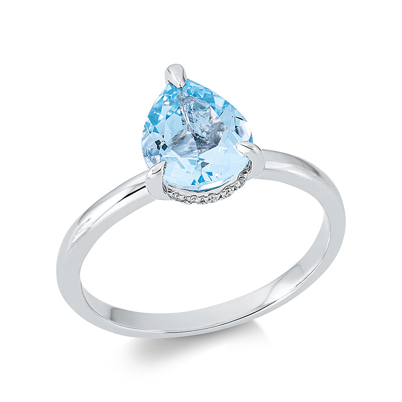Ring 18 kt WG, 17 Dia. 0,07 ct, TW-si, 1 Topas 1,77 ct sky blue