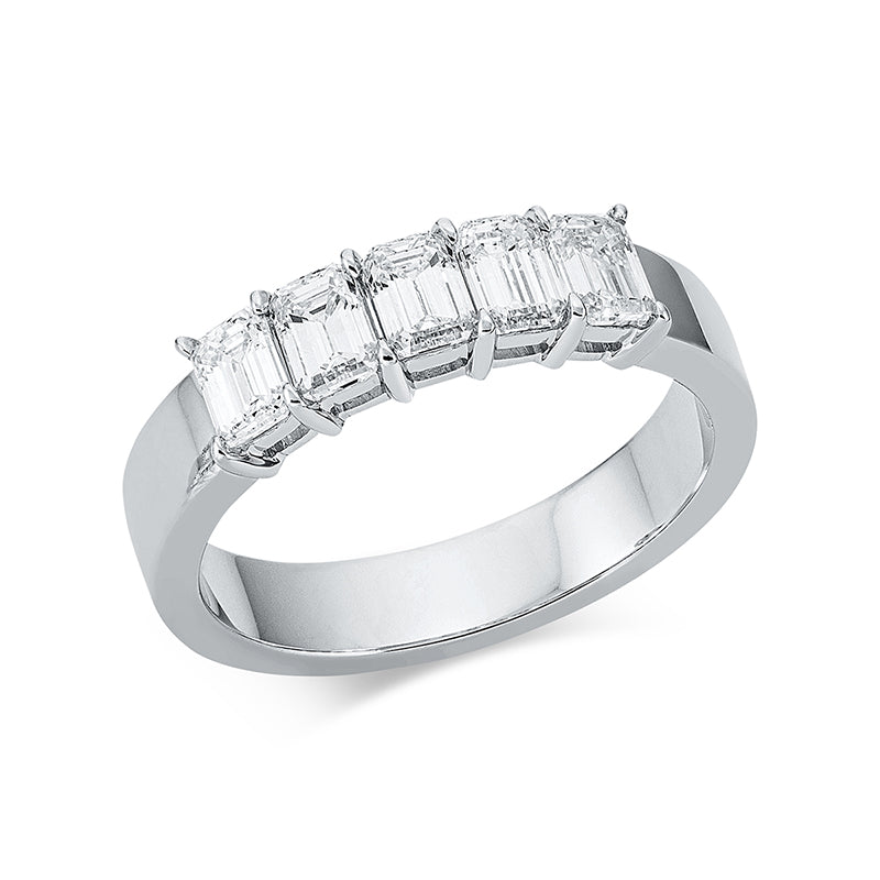 Ring 18 kt WG, 5 Sm.schliff 1,21 ct, TW-si