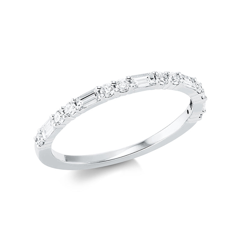 Ring 18 kt WG, 5 Bag. 0,23 ct, TW-si, 10 Brill. 0,17 ct, TW-si