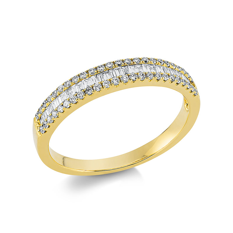 Ring 18 kt GG, 31 Bag. 0,12 ct, TW-vsi, 48 Brill. 0,19 ct, TW-vsi