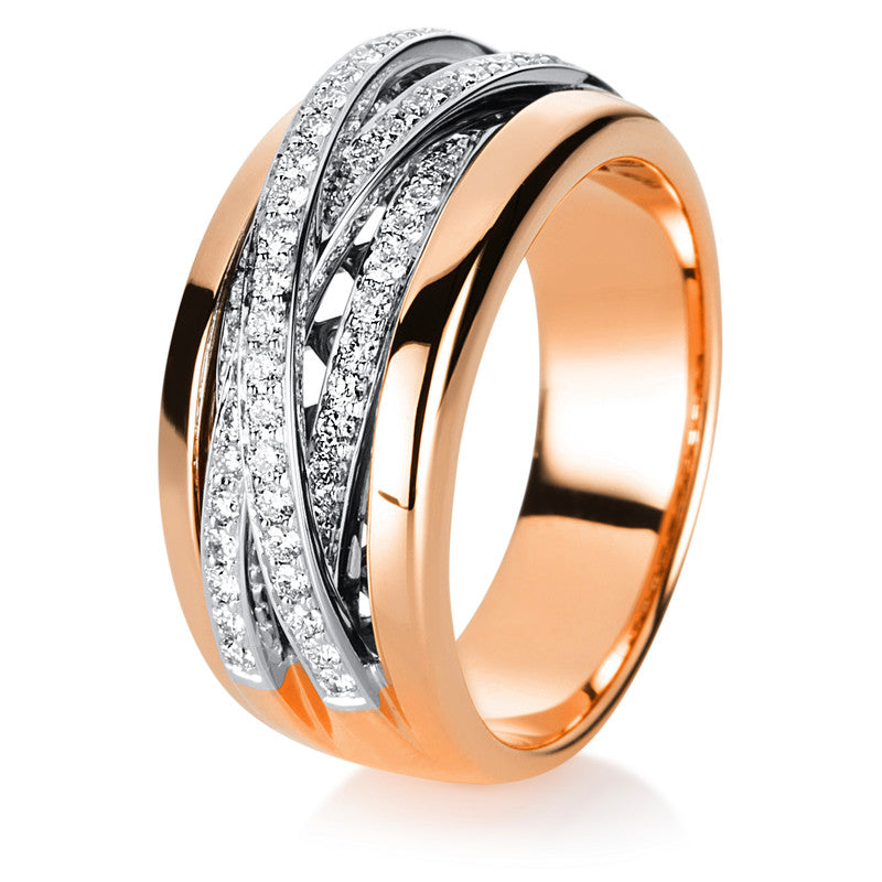 Ring 18 kt RG+WG, 59 Brill. 0,44 ct, W-si, Weite:55 mittig
