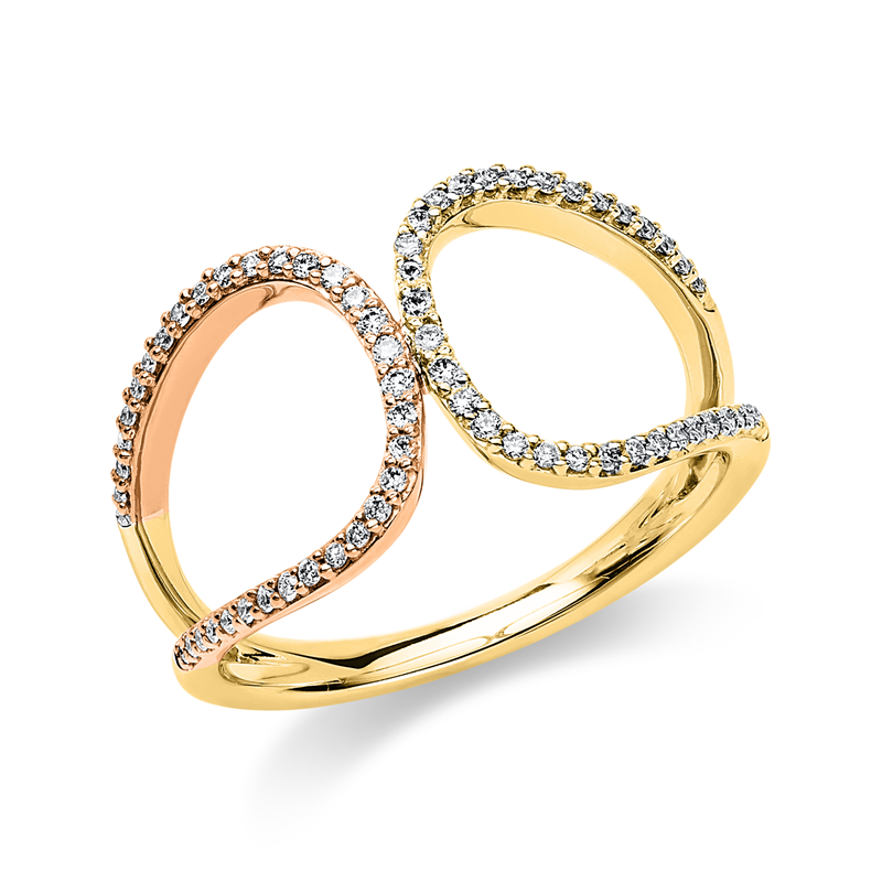Ring 14 kt RG+GG, 66 Brill. 0,20 ct, TW-si