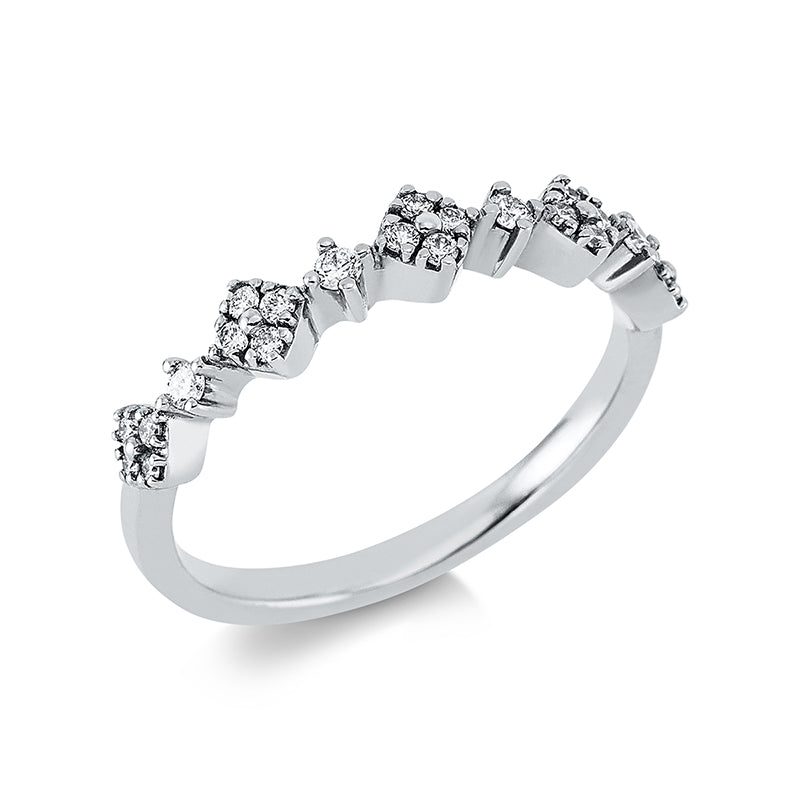 Ring 18 kt WG, 4 Brill. 0,06 ct, TW-pi, 20 Brill. 0,12 ct, TW-pi