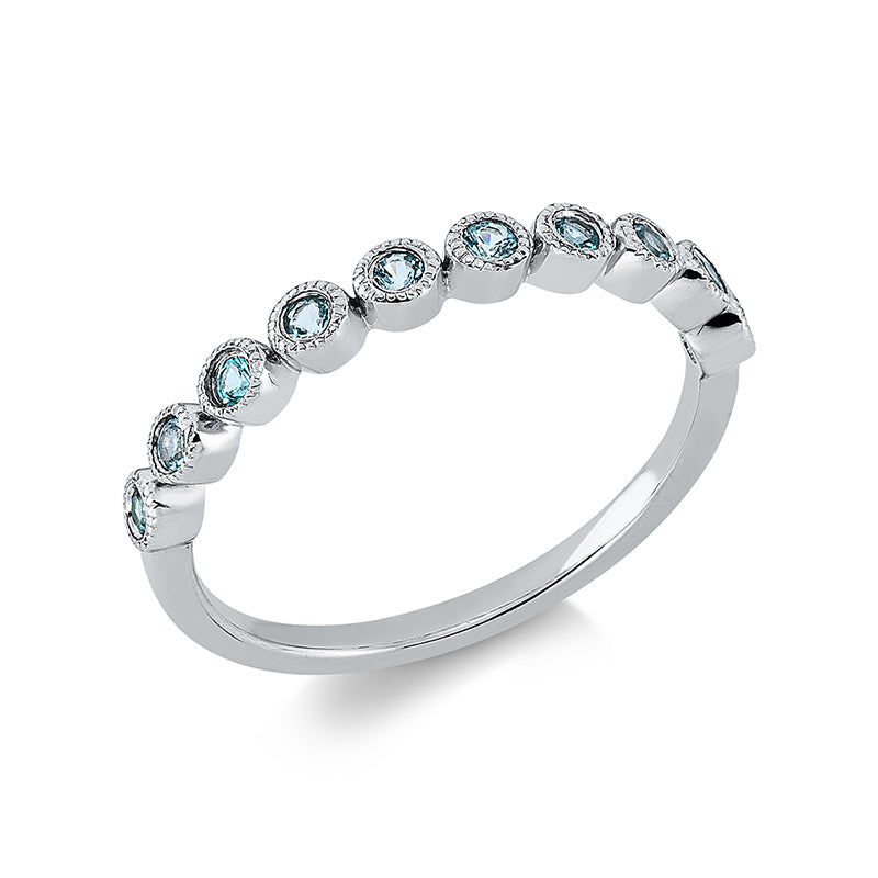Ring 18 kt WG, 10 Paraiba 0,19 ct blau