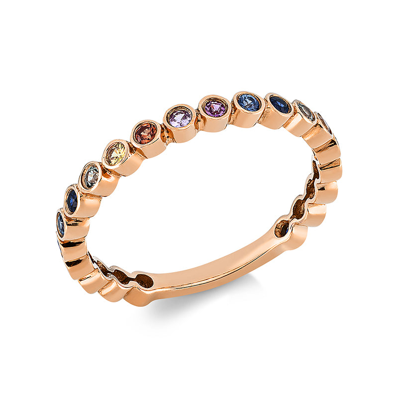 Ring 14 kt RG, 21 Saphire 0,46 ct multicolor