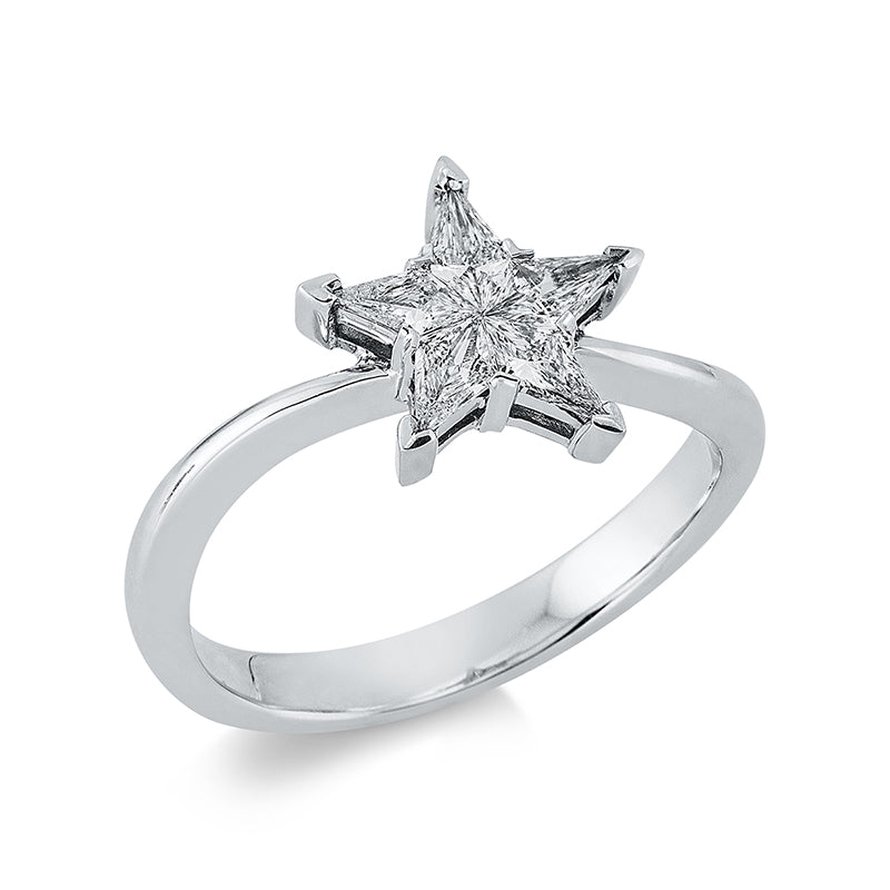 Ring 18 kt WG, 5 Fant-Schl. 0,40 ct, D/F-vvs
