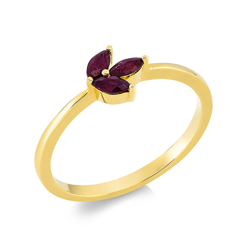 Ring 18 kt GG, 3 Rubine 0,27 ct rot
