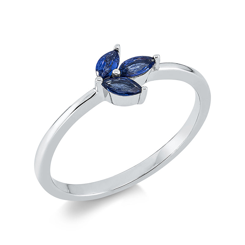 Ring 18 kt WG, 3 Saphire 0,35 ct blau