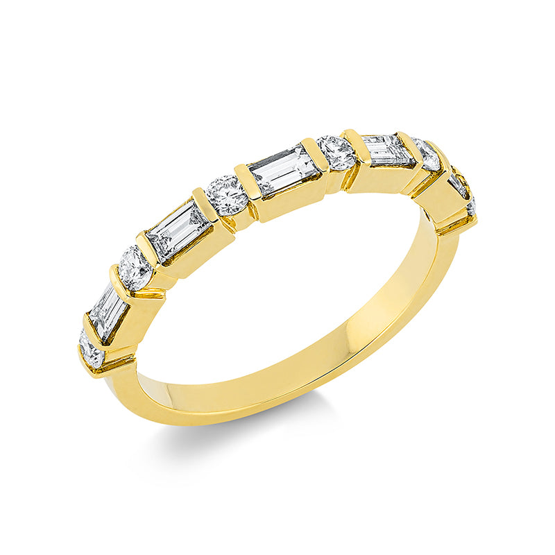 Ring 18 kt GG, 5 Bag. 0,35 ct, TW-si, 6 Brill. 0,24 ct, TW-si
