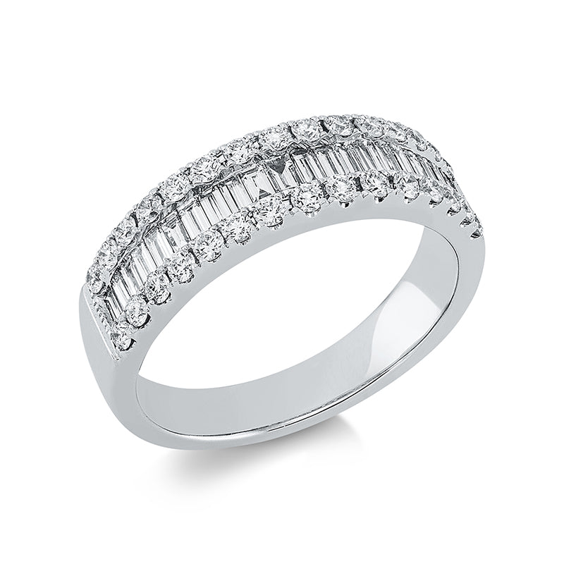 Ring 18 kt WG, 22 Trap. 0,43 ct, TW-si, 30 Brill. 0,46 ct, TW-si