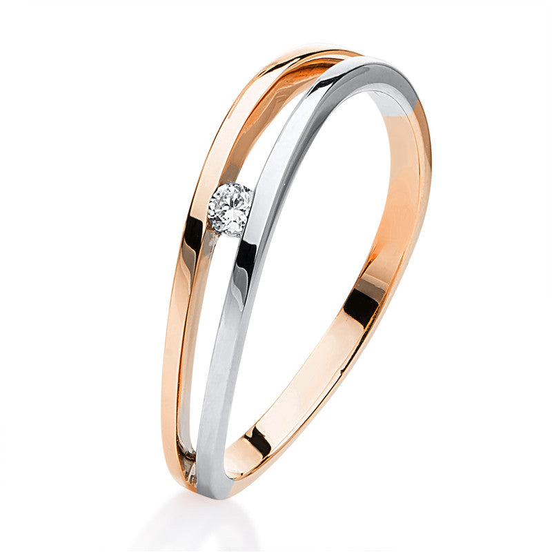 Ring 14 kt RG+WG, 1 Brill. 0,04 ct, TW-si