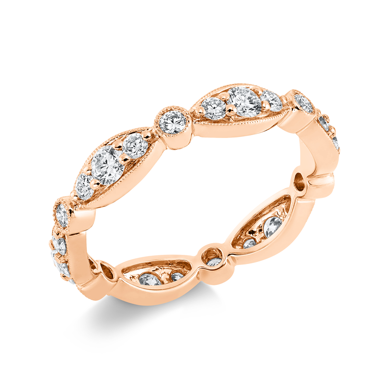 Ring 18 kt RG, 6 Brill. 0,45 ct, TW-si, 18 Brill. 0,46 ct, TW-si