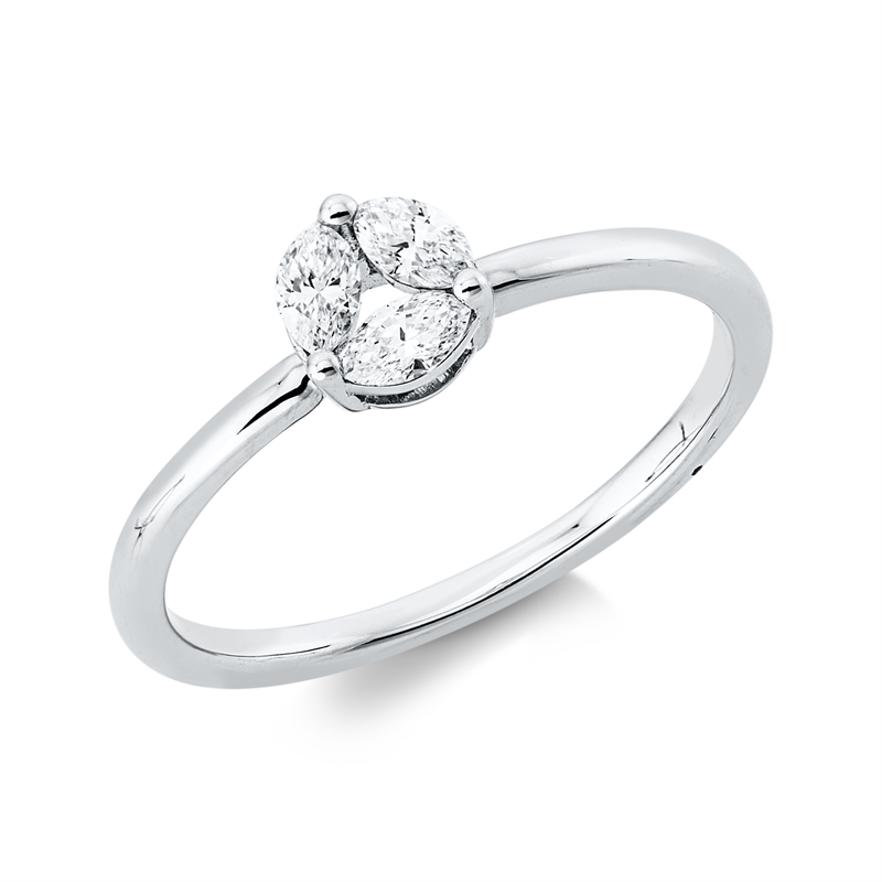 Ring 18 kt WG, 3 Nav. 0,22 ct, TW-vsi