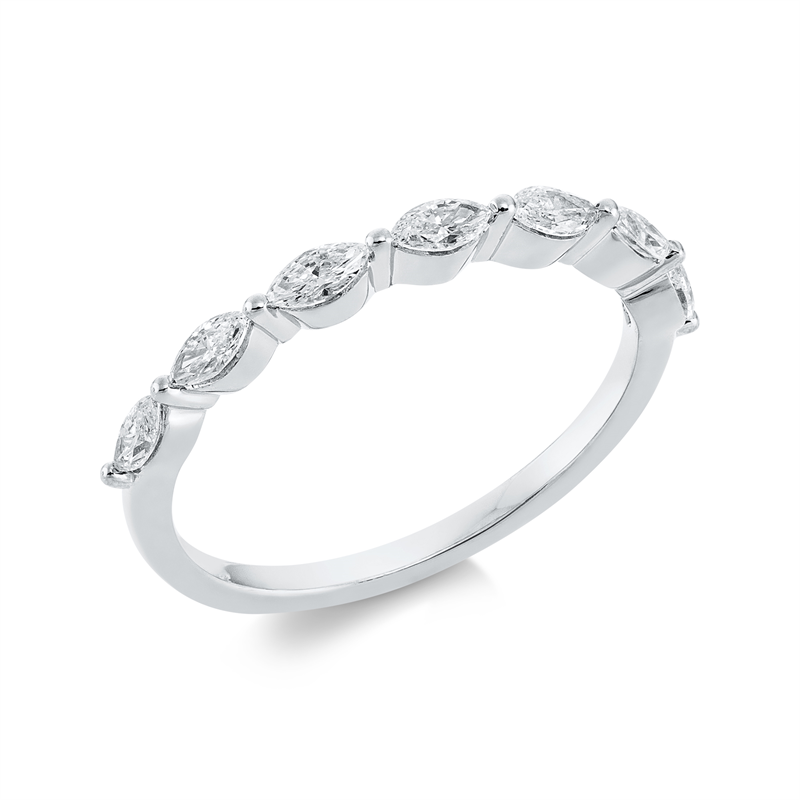 Ring 18 kt WG, 7 Nav. 0,42 ct, TW-vsi