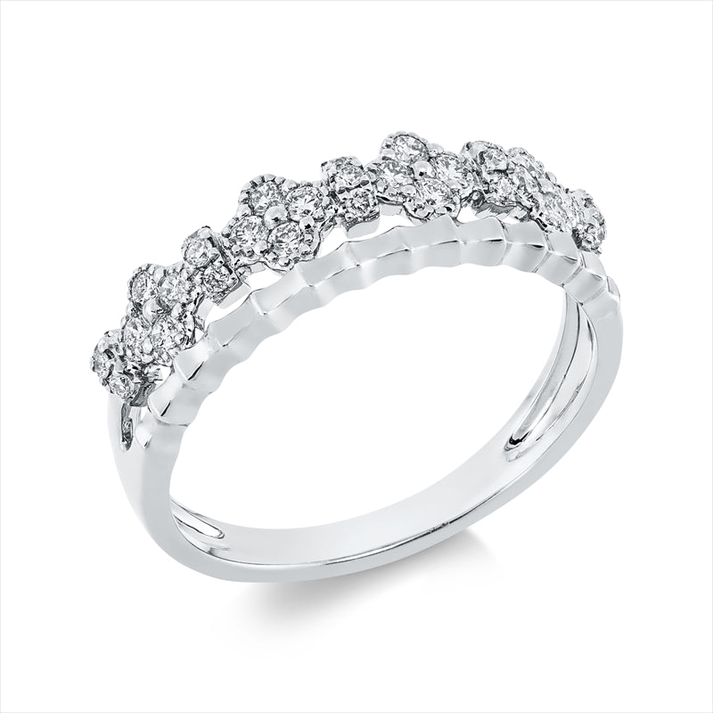 Ring 18 kt WG, 16 Brill. 0,25 ct, TW-si, 20 Brill. 0,10 ct, TW-si