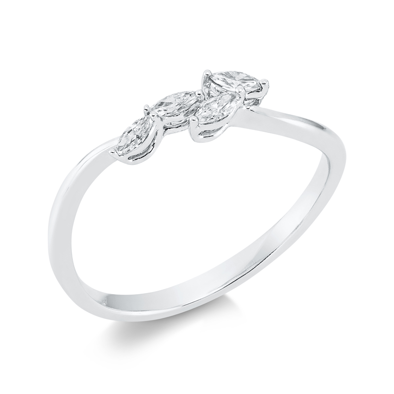 Ring 18 kt WG, 4 Nav. 0,12 ct, TW-vsi