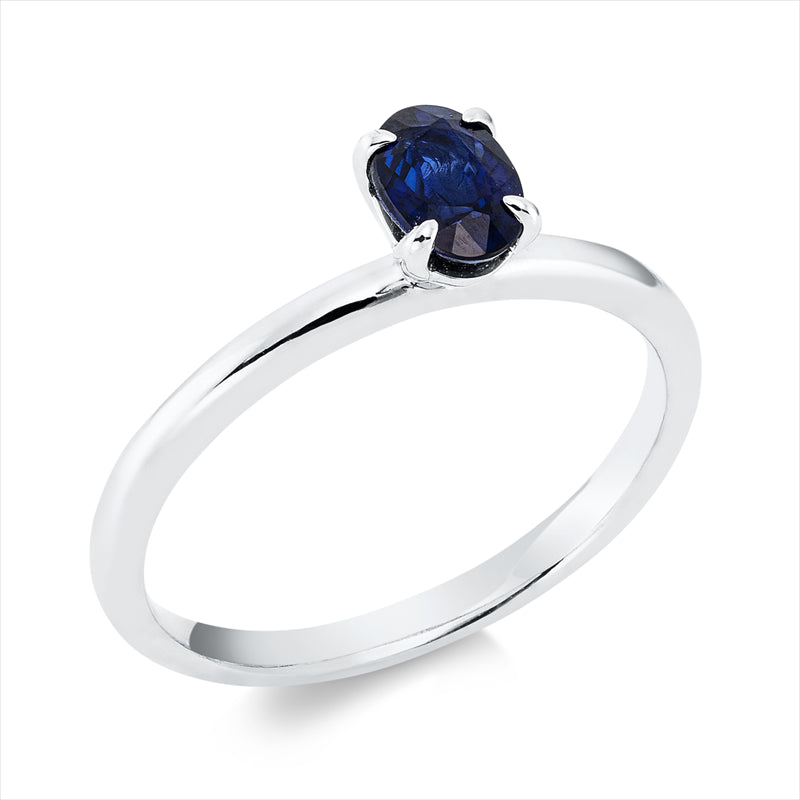Ring 18 kt WG, 1 Saphir 0,49 ct blau