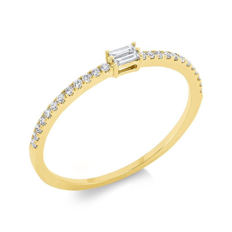 Ring 18 kt GG, 2 Bag. 0,04 ct, TW-si, 24 Brill. 0,12 ct, TW-si