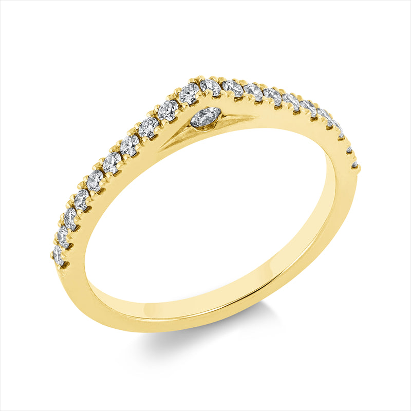 Ring 14 kt GG, 1 Brill. 0,03 ct, TW-si, 20 Brill. 0,27 ct, TW-si
