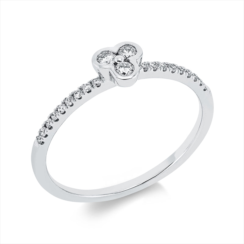Ring 14 kt WG, 3 Brill. 0,10 ct, TW-si, 18 Brill. 0,10 ct, TW-si