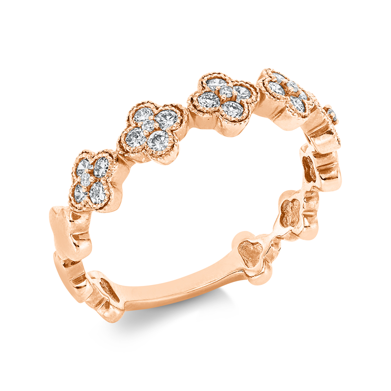 Ring 18 kt RG, 20 Brill. 0,31 ct, I-si, 5 Brill. 0,02 ct, I-si