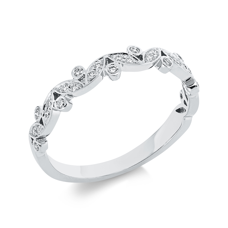 Ring 18 kt WG, 28 Brill. 0,15 ct, TW-si