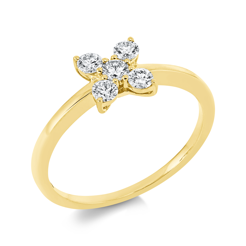Ring 18 kt GG, 5 Brill. 0,35 ct, TW-si
