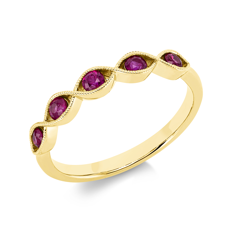 Ring 18 kt GG, 5 Rubine 0,40 ct rot