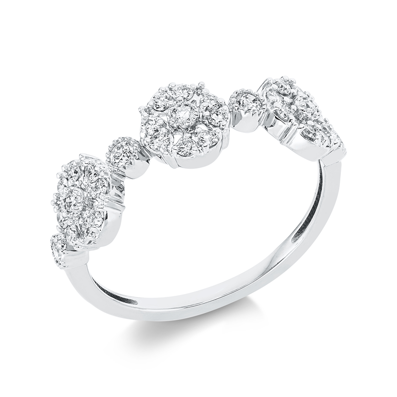 Ring 18 kt WG, 4 Brill. 0,12 ct, TW-si, 27 Brill. 0,30 ct, TW-si