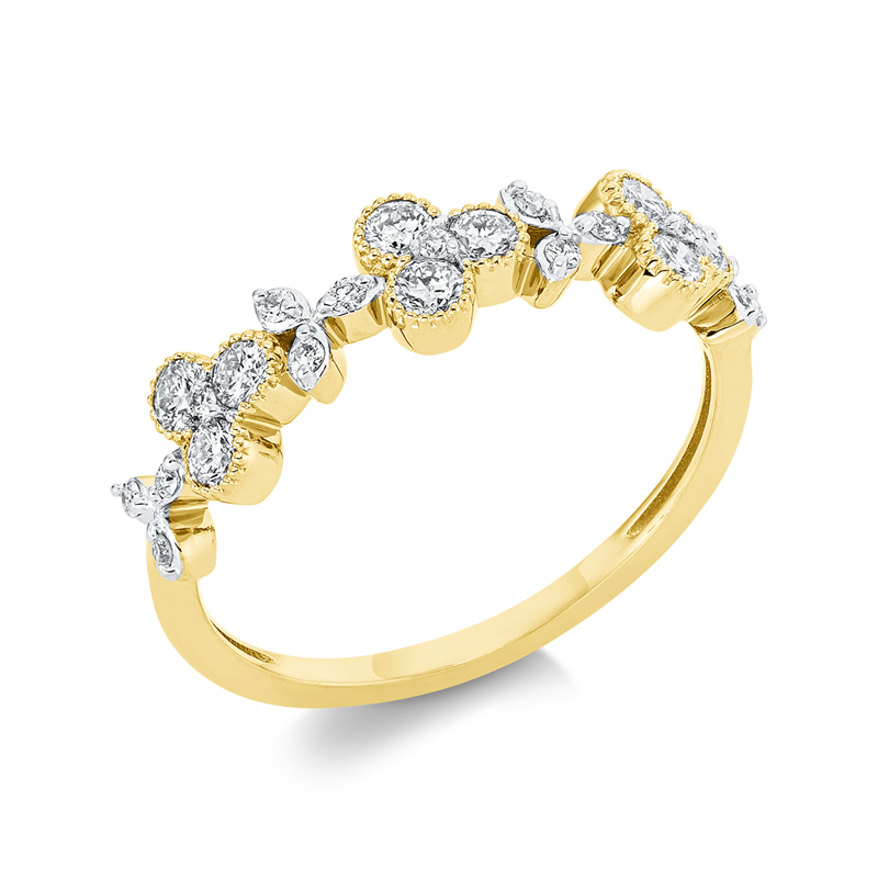 Ring 18 kt GG+WG, 12 Brill. 0,08 ct, TW-si, 9 Brill. 0,37 ct, TW-si, 3 Brill. 0,02 ct, TW-si