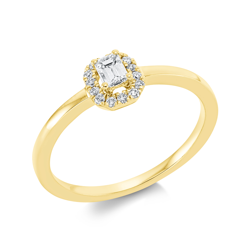 Ring 18 kt GG, 1 Sm.schliff 0,16 ct, W-si, 14 Brill. 0,09 ct, W-si
