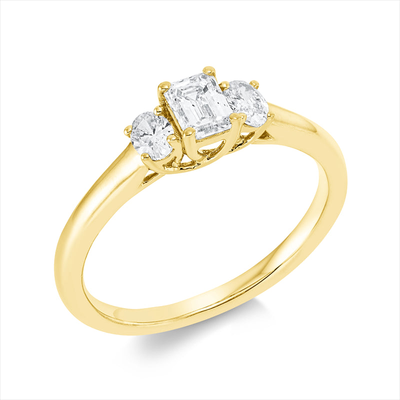 Ring 18 kt GG, 1 Sm.schliff 0,38 ct, TW-si, 2 Oval 0,24 ct, TW-si