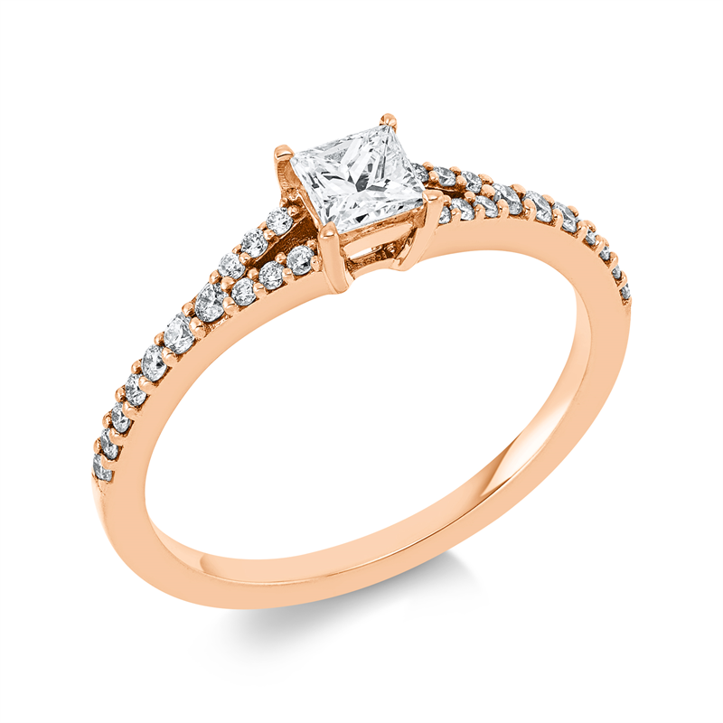 Ring 18 kt RG, 1 Princ. 0,31 ct, TW-si, 26 Brill. 0,18 ct, TW-si