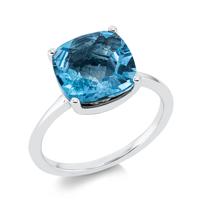 Ring 18 kt WG, 1 Topas 4,15 ct blau