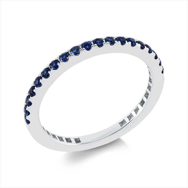 Ring 18 kt WG, 19 Saphire 0,34 ct blau