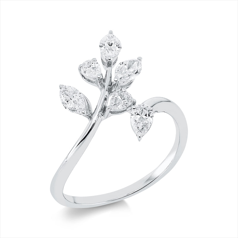 Ring 18 kt WG, 3 Nav. 0,48 ct, TW-vsi, 3 Tropfen 0,29 ct, TW-vsi