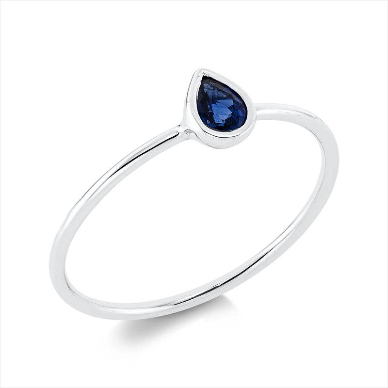 Ring 18 kt WG, 1 Saphir 0,26 ct blau