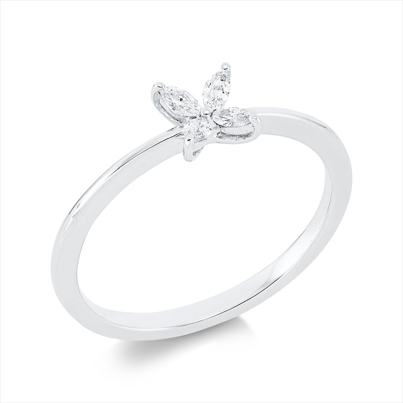 Ring 18 kt WG, 4 Nav. 0,12 ct, TW-si