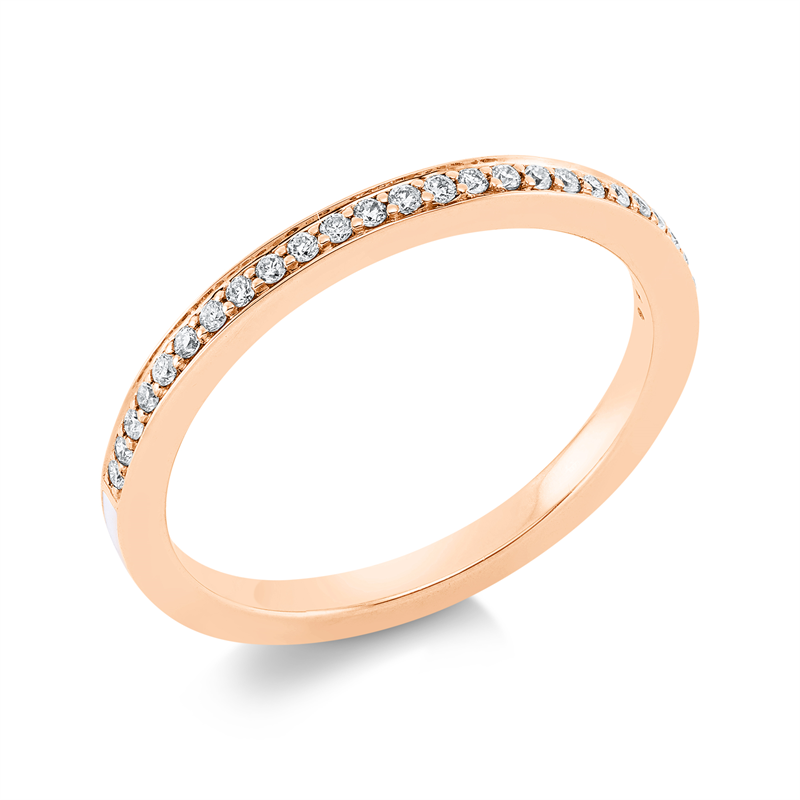 Ring 18 kt RG, 26 Brill. 0,13 ct, TW-si, 1 Emaille weiß