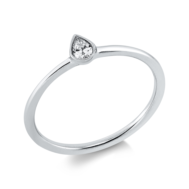 Ring 18 kt WG, 1 Tropfen 0,11 ct, TW-vsi