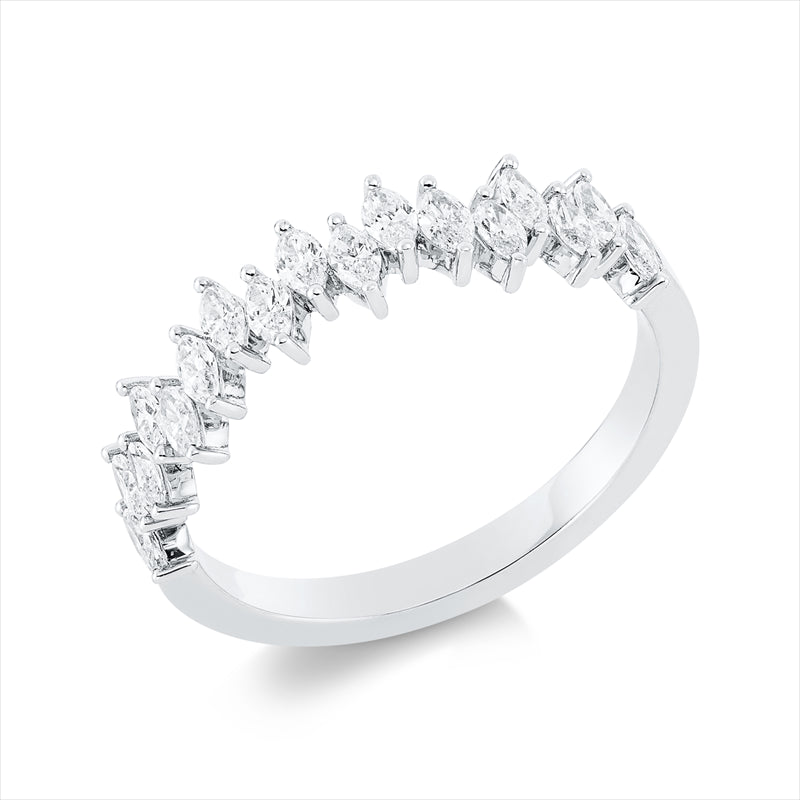 Ring 18 kt WG, 17 Nav. 0,55 ct, F-si